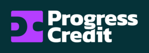 Progress Credit Logo with Green Background and White text